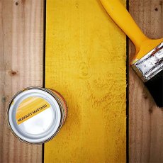 Thorndown Wood Paint 750ml - Mudgley Mustard - Painted on wooden plank