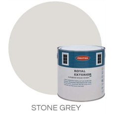 Protek Royal Exterior Paint 2.5 Litres - Stone Grey Colour Swatch with Pot