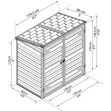 Palram Voyager Tool Store - Grey - dimensions