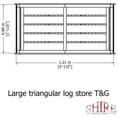 4x2 Shire Large  Tongue and Groove Triangular Log Store - Pressure Treated - diagram side elevation