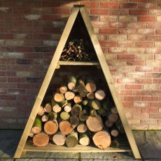4x2 Shire Large  Tongue and Groove Triangular Log Store - Pressure Treated - front on