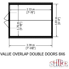 8 x 6 Shire Value Overlap Shed with double doors - Windowless - floor plan