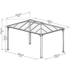 10 x 14 Palram Martinique 4300 Gazebo - dimensions