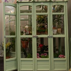 Thorndown Wood Paint - Sedge Green - Painted on wall greenhouse