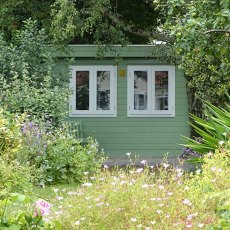 Thorndown Wood Paint - Sedge Green - Painted on a walkaround greenhouse garden shed