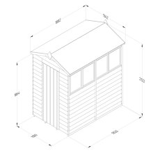6 x 4 Forest 4Life Overlap Apex Wooden Shed - with 4 Windows - dimensions
