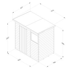 6 x 4 Forest 4Life Overlap Pent Wooden Shed - dimensions