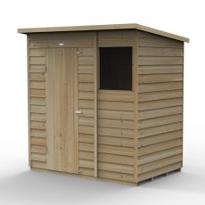 6 x 4 Forest 4Life Overlap Pent Wooden Shed - isolated with door closed