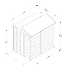 7 x 5 Forest 4Life Overlap Windowless Apex Wooden Shed - Dimensions