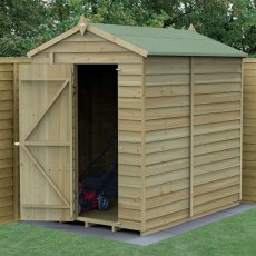 7 x 5 Forest 4Life Overlap Windowless Apex Wooden Shed - in situ with door open