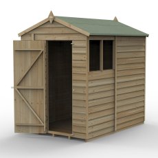 7 x 5 Forest 4Life Overlap Apex Wooden Shed - isolated with door open