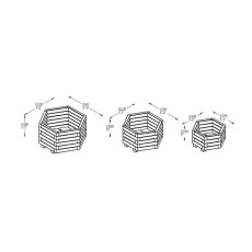 Forest York Hexagonal Planter - Set of three - Dimensions