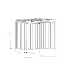 Mercia Premium Double Wheelie Bin Store - Pressure Treated - dimensions