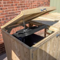 Mercia Premium Double Wheelie Bin Store - Pressure Treated - in situ, top lid
