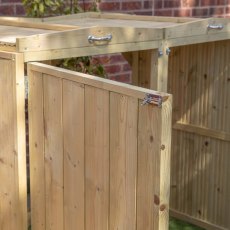 Mercia Premium Double Wheelie Bin Store - Pressure Treated - in situ, door