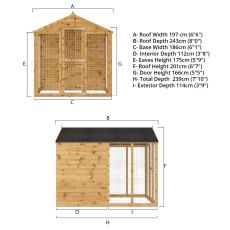 8x6 Mercia Staffordshire Dog Kennel & Run - dimensions