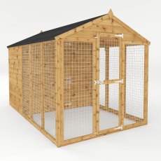 10x6 Mercia Shiplap Staffordshire Dog Kennel & Run - isolated angle view, doors closed
