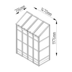 4'10" (1.47m) Wide Victorian Tall Wall Greenhouse  with AutoVent - dimensions