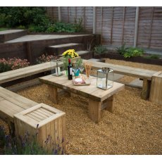 4ft Forest Double Sleeper Bench -  Pressure Treated - 3 insit with plantersu