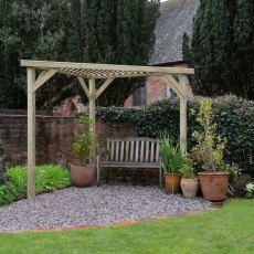 Forest Slatted Corner Pergola - Pressure Treated - in situ from a distance