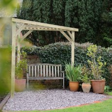 Forest Slatted Corner Pergola - Pressure Treated - in situ and close up