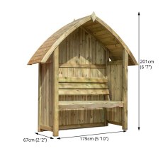 Mercia Arch Top Arbour Seat - Pressure Treated - dimensions