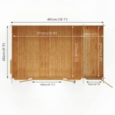 16x10 Mercia Pent Log Cabin with Side Shed in 19mm Logs - footprint