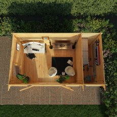 16x10 Mercia Pent Log Cabin with Side Shed in 19mm Logs - in situ, top view