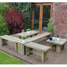 6ft Forest Double Sleeper Bench -  Pressure Treated - multiple benches set in a 't' shape