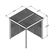 Forest Modular Pergola with 2 Side Panels - Pressure Treated - dimensions