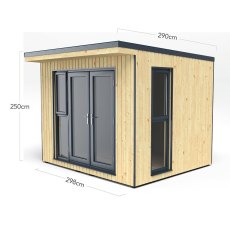 10x9 Forest Xtend 3.0+ Insulated Garden Office with Double Door - dimensions