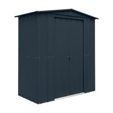 6 x 3 Globel Lotus Apex Metal Shed In Grey - isolated angle view, doors closed