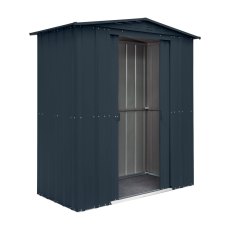6 x 3 Globel Lotus Apex Metal Shed In Grey - isolated angle view, doors open