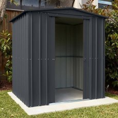 double door opening in the 6x3 Lotus Metal Shed in Anthracite Grey