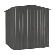 isolated image of the double doors closed on the 6x6 Lotus Metal Shed in Anthracite Grey