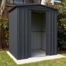 door opening on the 6x6 Lotus Metal Shed in Anthracite Grey