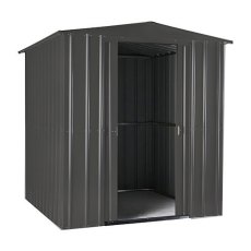 isolated image of the double doors closed on the 6x6 Lotus Metal Shed in Anthracite Grey