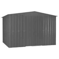isolated image of the double doors closed on the 10x10 Lotus Metal Shed in Anthracite Grey