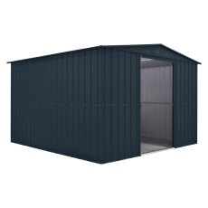 10 x 10 Globel Lotus Apex Metal Shed In Grey - isolated angle view