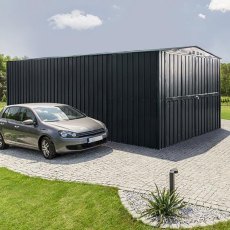 insitu image of the 10x23 Lotus Apex Garage in Anthracite Grey