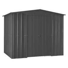 isolated image of the double doors closed on the 8x3 Lotus Metal Shed in Anthracite Grey