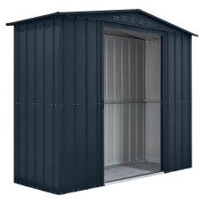 8 x 3 Globel Lotus Apex Metal Shed In Grey - isolated angle view