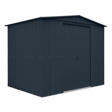 8 x 6 Globel Lotus Apex Metal Shed In Grey - isolated angle view, doors closed