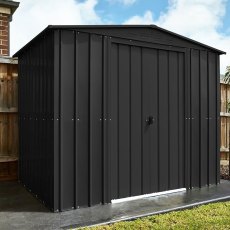 insitu image of the 8x6 Lotus Metal Shed in Anthracite Grey