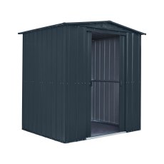 6 x 5 Globel Lotus Apex Metal Shed In Grey - isolated angle view
