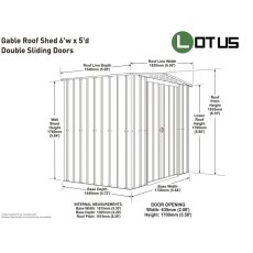 6x5 Lotus Metal Shed in Anthracite Grey - dimensions