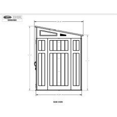 6x5 Suncast Modernist Pent Plastic Shed - side dimensions