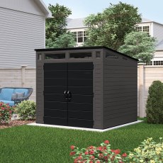 7x7 Suncast Modernist Pent Plastic Shed - with doors closed