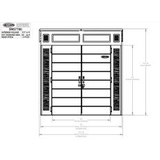 7x7 Suncast Modernist Pent Plastic Shed - front elevation dimenions