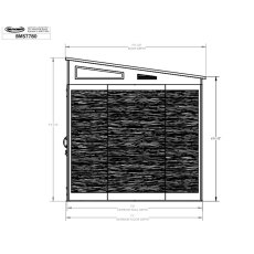 7x7 Suncast Modernist Pent Plastic Shed - side elevation dimensions